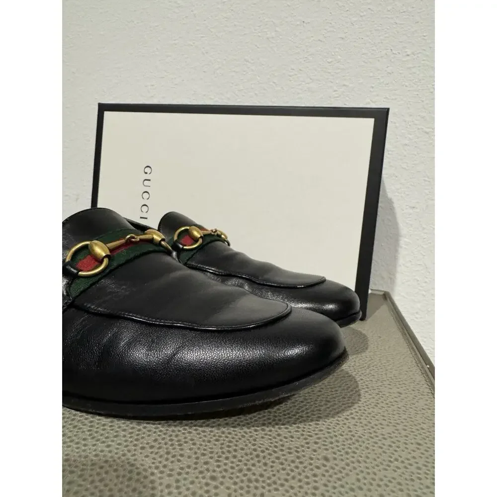 Gucci Mens Brixton Web Trimmed Horsebit Collapsible Heel Loafers Sz 8.5 $990